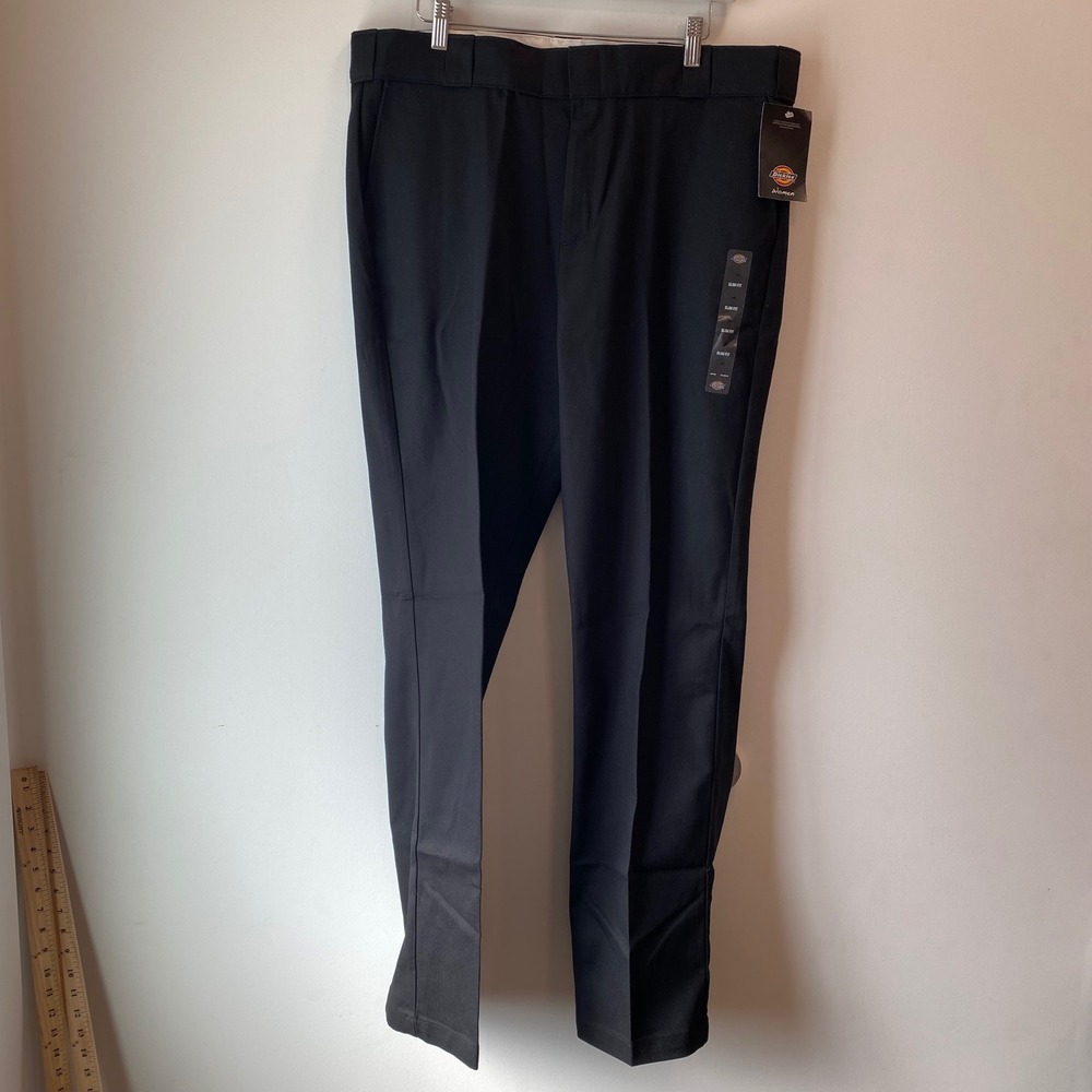Dickies Pants Women 16 Black 776F Flex Work Pant Slim Fit Straight Leg Twill NWT